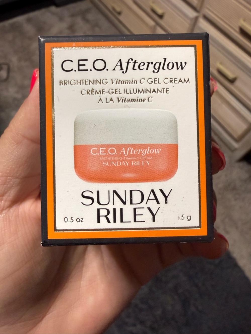 Sunday Riley C.E.O. Afterglow Brightening Gel Cream - Coral & White Packaging